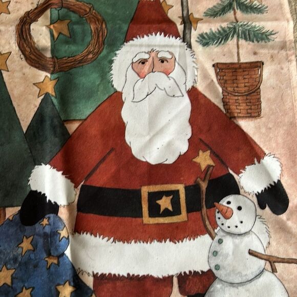 Set of 2 Decorative Christmas Flags Santa Manger Rustic Holiday Trees Peace - Picture 4 of 8